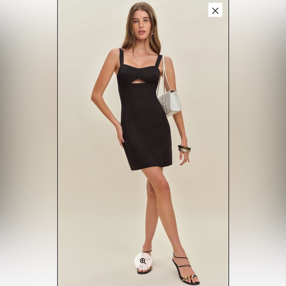 Reformation Black Asymmetrical One Shoulder Cocktail Dress
